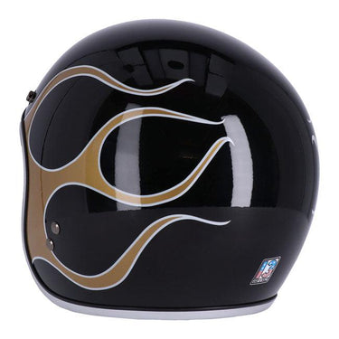 13 1/2 Skull Bucket Helmet - Flames Gold