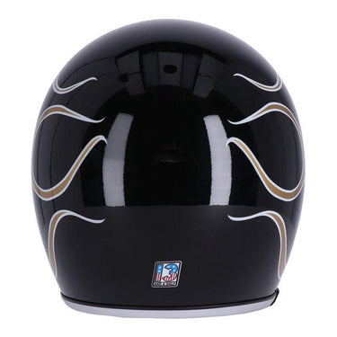 13 1/2 Skull Bucket Helmet - Flames Gold
