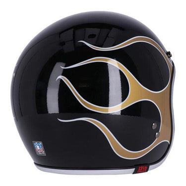 13 1/2 Skull Bucket Helmet - Flames Gold