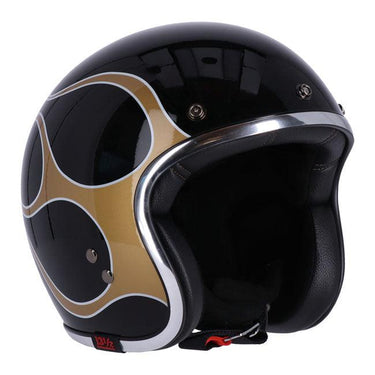 13 1/2 Skull Bucket Helmet - Flames Gold