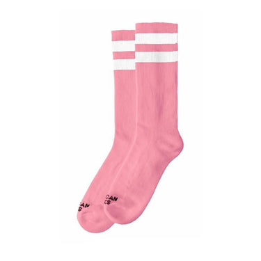 American Socks Mid high Bubblegum double white striped