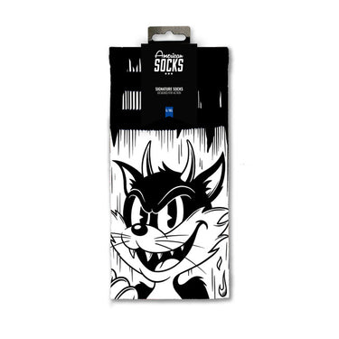 American socks Signature Evil Cat socks white