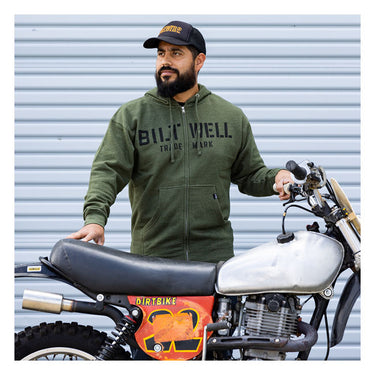 Biltwell Stencip zip hoodie green