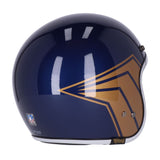 13 1/2 Skull Bucket Helmet - Crash Blue/Gold Wing - MOTOCCINO