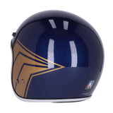 13 1/2 Skull Bucket Helmet - Crash Blue/Gold Wing - MOTOCCINO