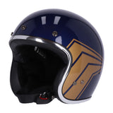 13 1/2 Skull Bucket Helmet - Crash Blue/Gold Wing - MOTOCCINO
