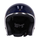 13 1/2 Skull Bucket Helmet - Crash Blue/Gold Wing - MOTOCCINO