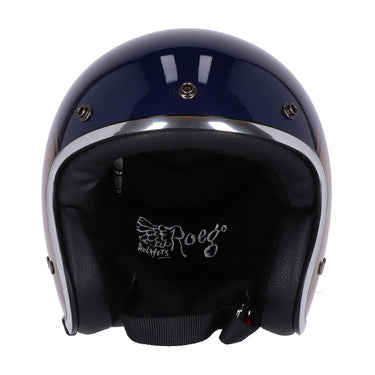 13 1/2 Skull Bucket Helmet - Crash Blue/Gold Wing - MOTOCCINO