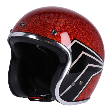 13 1/2 Skull Bucket Helmet - Flake Amber/Black Wing - MOTOCCINO