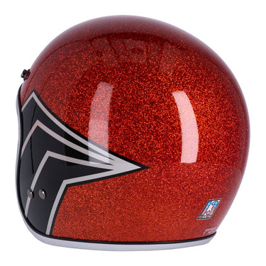 13 1/2 Skull Bucket Helmet - Flake Amber/Black Wing - MOTOCCINO