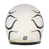 13 1/2 Skull Bucket Helmet - Flames Dirty White - MOTOCCINO