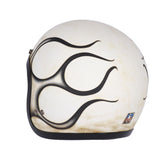 13 1/2 Skull Bucket Helmet - Flames Dirty White - MOTOCCINO