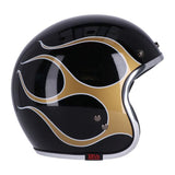 13 1/2 Skull Bucket Helmet - Flames Gold - MOTOCCINO