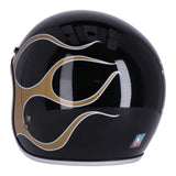 13 1/2 Skull Bucket Helmet - Flames Gold - MOTOCCINO