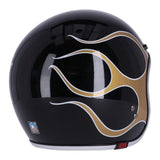 13 1/2 Skull Bucket Helmet - Flames Gold - MOTOCCINO