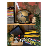 13 1/2 Skull Bucket Helmet - Flames Matte Gold - MOTOCCINO