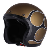 13 1/2 Skull Bucket Helmet - Flames Matte Gold - MOTOCCINO