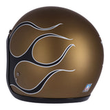 13 1/2 Skull Bucket Helmet - Flames Matte Gold - MOTOCCINO