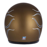 13 1/2 Skull Bucket Helmet - Flames Matte Gold - MOTOCCINO