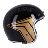 13 1/2 Skull Bucket Helmet - Gloss Black/Gold Wing - MOTOCCINO