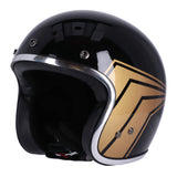 13 1/2 Skull Bucket Helmet - Gloss Black/Gold Wing - MOTOCCINO