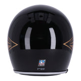 13 1/2 Skull Bucket Helmet - Gloss Black/Gold Wing - MOTOCCINO