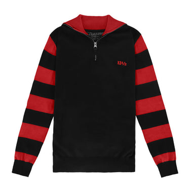 13 1/2 Outlaw Half-Zip Sweater - Black/Red