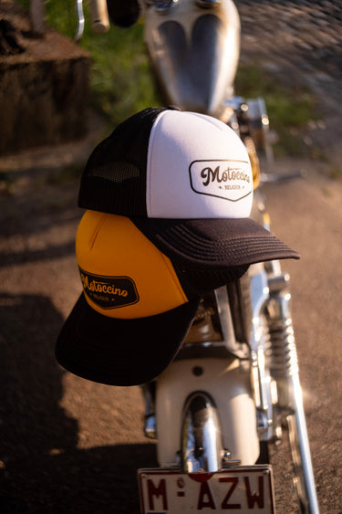 Motoccino Shield Trucker Cap - White and Black