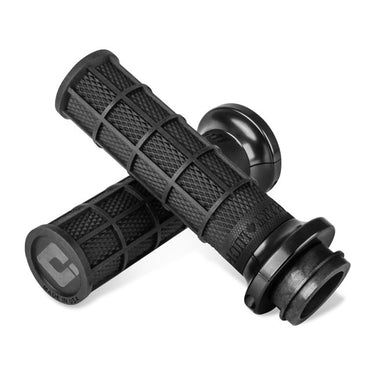 ODI, V-twin lock-on hart-luck full-waffle tbw grips. black