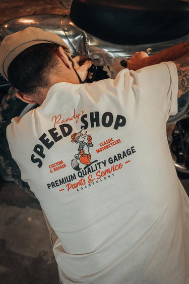 Age of Glory Speed Shop T-Shirt - Ecru - MOTOCCINO
