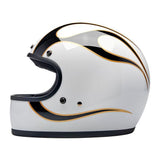 Biltwell Gringo 06 Helmet - White / Black Flames - MOTOCCINO