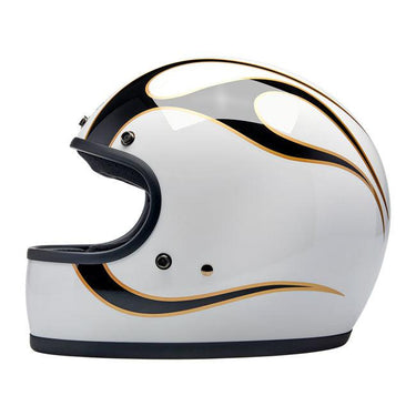 Biltwell Gringo 06 Helmet - White / Black Flames - MOTOCCINO