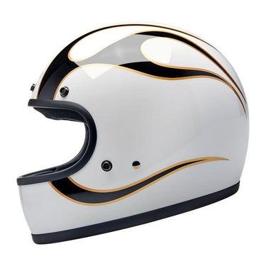 Biltwell Gringo 06 Helmet - White / Black Flames - MOTOCCINO