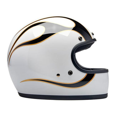 Biltwell Gringo 06 Helmet - White / Black Flames - MOTOCCINO