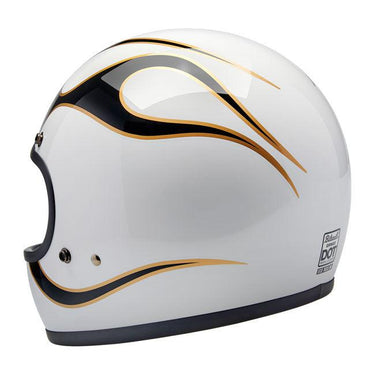 Biltwell Gringo 06 Helmet - White / Black Flames - MOTOCCINO