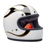 Biltwell Gringo 06 Helmet - White / Black Flames - MOTOCCINO