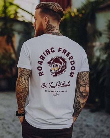 Butchers & Barons - Roaring Freedom T-Shirt - Off-White - MOTOCCINO