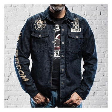 Holy Freedom Genoa Stampato Denim Jacket - MOTOCCINO