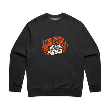 Motoccino Loud Pipes Save Lives Crewneck Sweater - Faded Black
