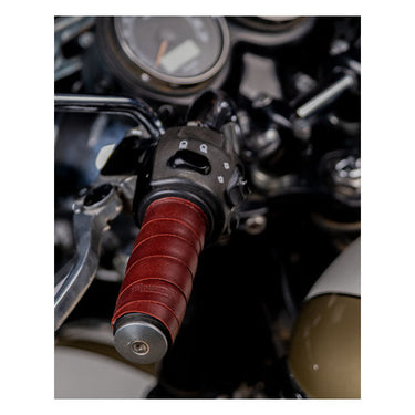 Trip Machine Leather Grip Wrap Set - Cherry Red - MOTOCCINO