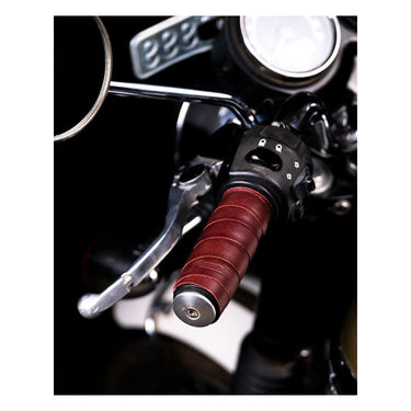 Trip Machine Leather Grip Wrap Set - Cherry Red - MOTOCCINO