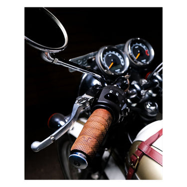 Trip Machine Leather Grip Wrap Set - Tobacco Perforated - MOTOCCINO