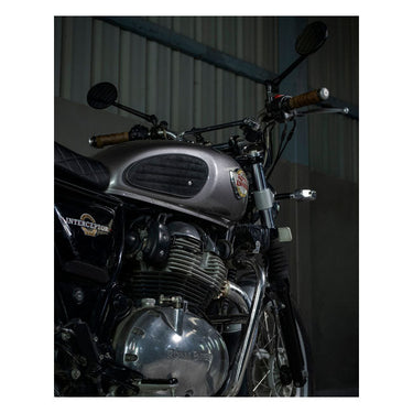 Trip Machine Mini Classic Leather Tank Pad Set - Black Suede - MOTOCCINO